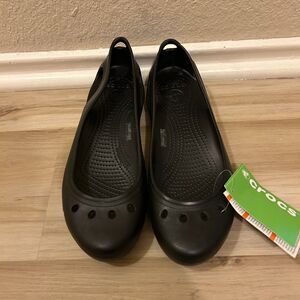 NWT Crocs Kadee Slingback Mary Janes Ballet Flats Womens Size 11W Black New